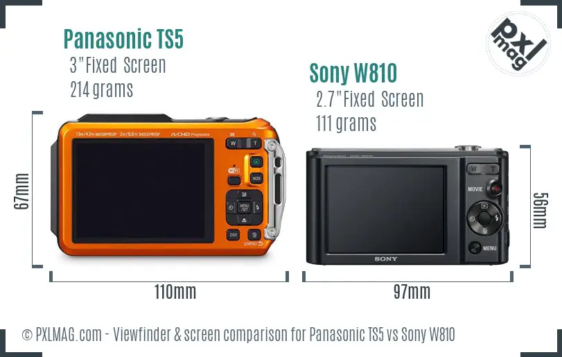 Panasonic TS5 vs Sony W810 Screen and Viewfinder comparison Panasonic TS5 vs Sony W810 Screen and Viewfinder comparison