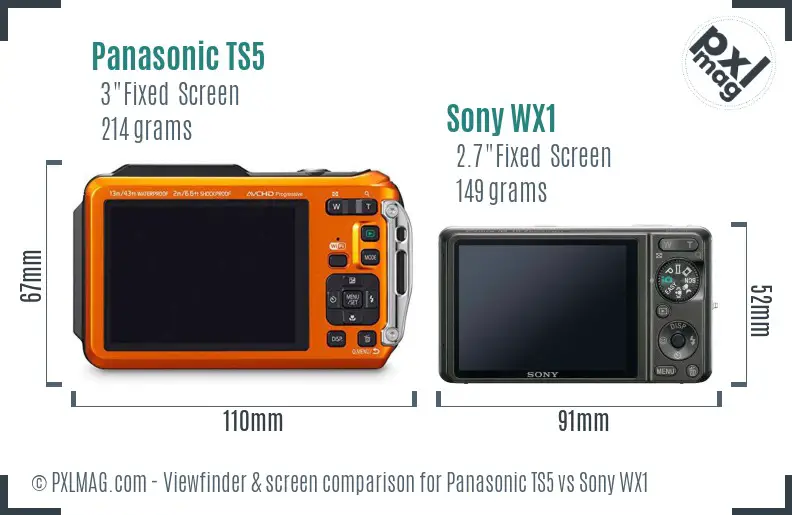 Panasonic TS5 vs Sony WX1 Screen and Viewfinder comparison Panasonic TS5 vs Sony WX1 Screen and Viewfinder comparison