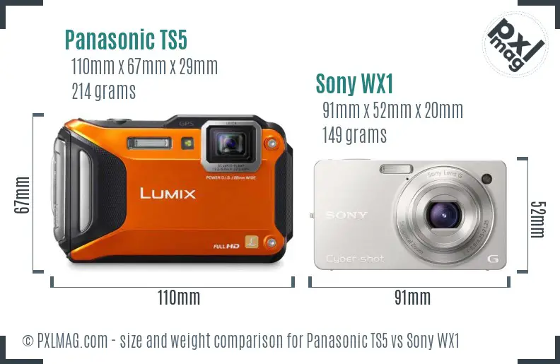 Panasonic TS5 vs Sony WX1 size comparison Panasonic TS5 vs Sony WX1 size comparison