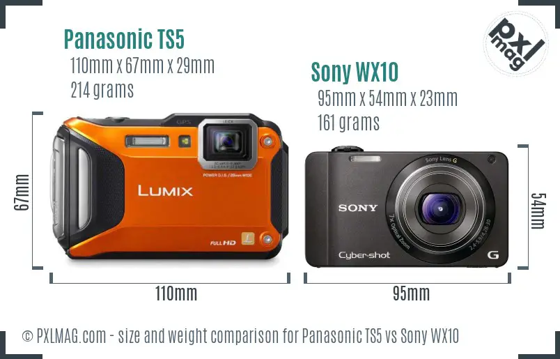 Panasonic TS5 vs Sony WX10 size comparison