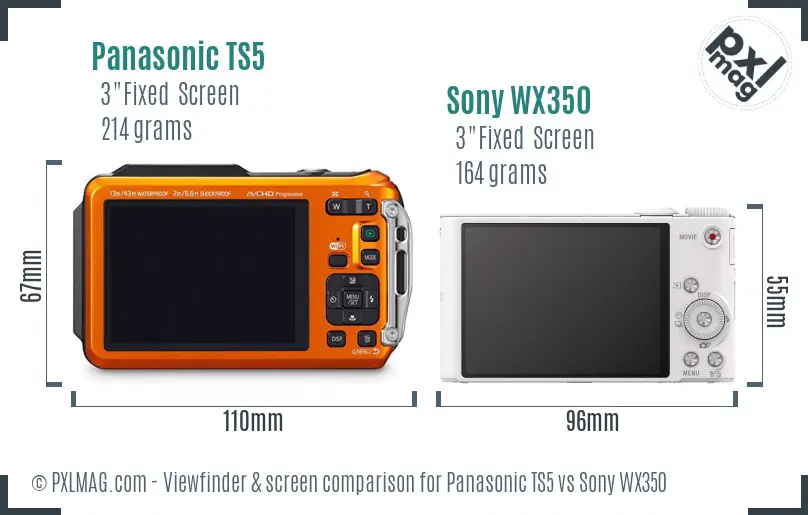 Panasonic TS5 vs Sony WX350 Screen and Viewfinder comparison