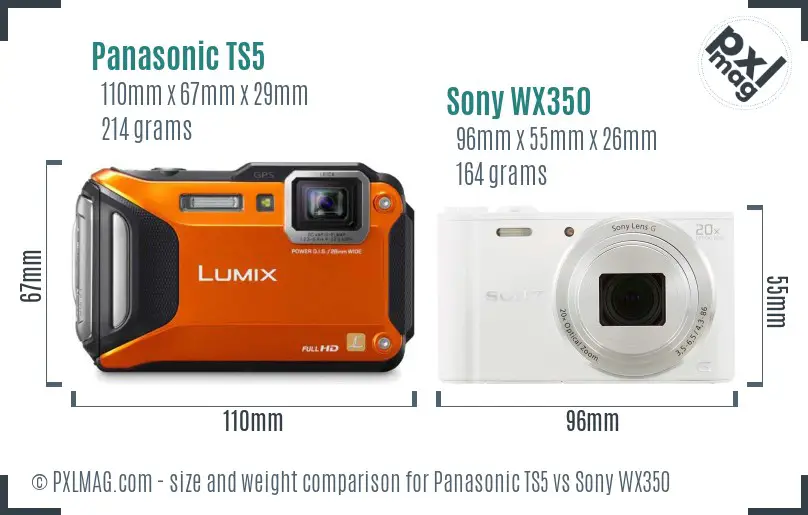 Panasonic TS5 vs Sony WX350 size comparison