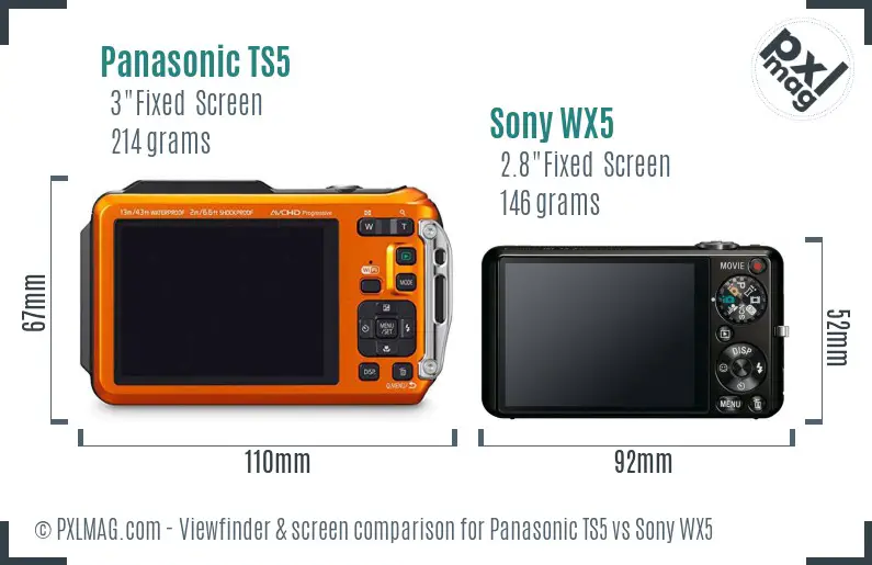 Panasonic TS5 vs Sony WX5 Screen and Viewfinder comparison Panasonic TS5 vs Sony WX5 Screen and Viewfinder comparison