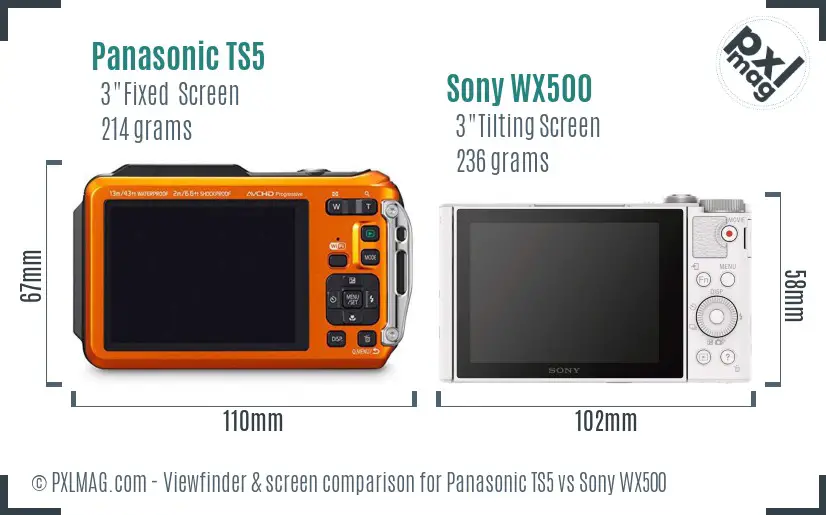 Panasonic TS5 vs Sony WX500 Screen and Viewfinder comparison Panasonic TS5 vs Sony WX500 Screen and Viewfinder comparison