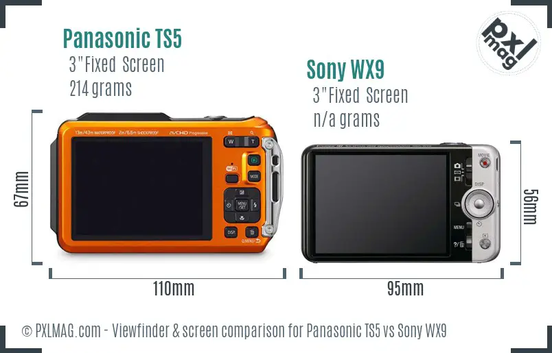 Panasonic TS5 vs Sony WX9 Screen and Viewfinder comparison