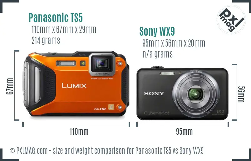 Panasonic TS5 vs Sony WX9 size comparison