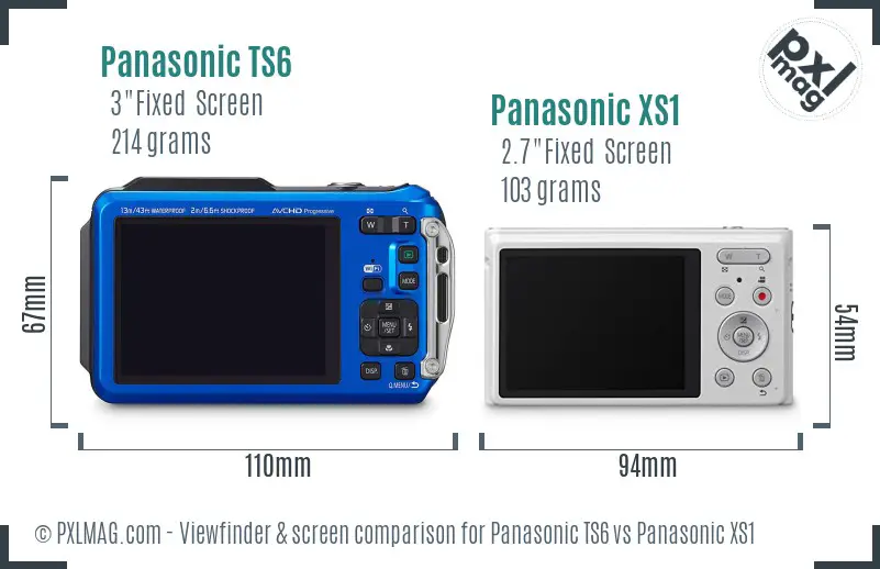 Panasonic TS6 vs Panasonic XS1 Screen and Viewfinder comparison