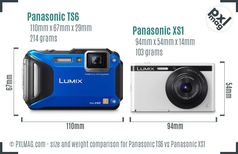 Panasonic TS6 vs Panasonic XS1 size comparison