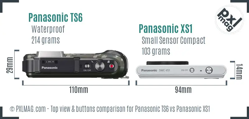 Panasonic TS6 vs Panasonic XS1 top view buttons comparison