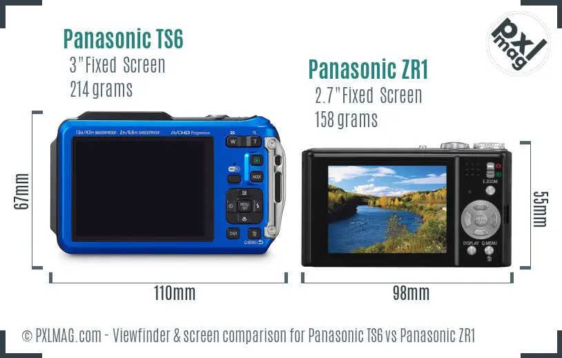 Panasonic TS6 vs Panasonic ZR1 Screen and Viewfinder comparison