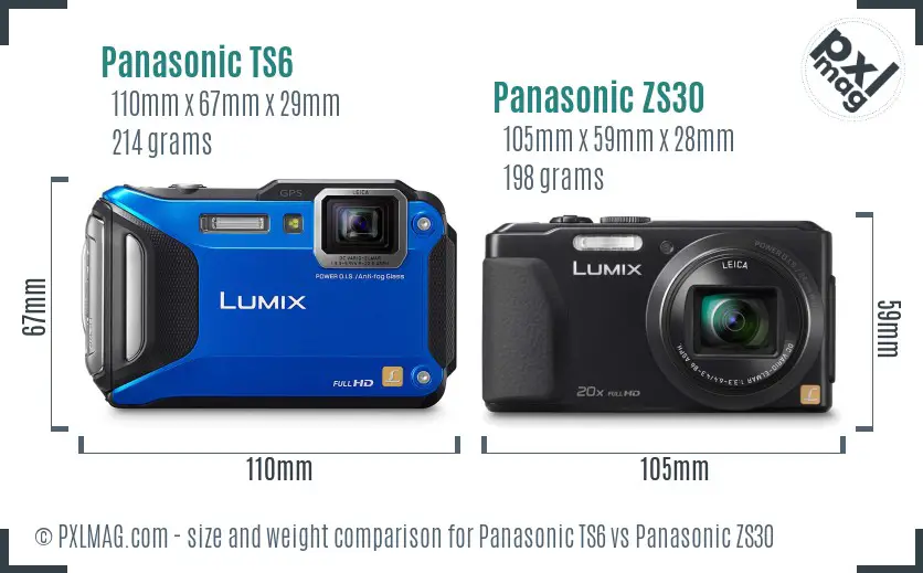Panasonic TS6 vs Panasonic ZS30 size comparison