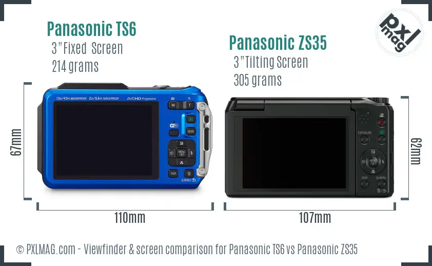 Panasonic TS6 vs Panasonic ZS35 Screen and Viewfinder comparison