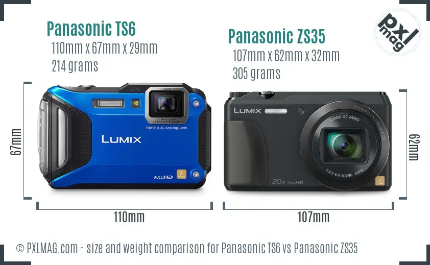 Panasonic TS6 vs Panasonic ZS35 size comparison