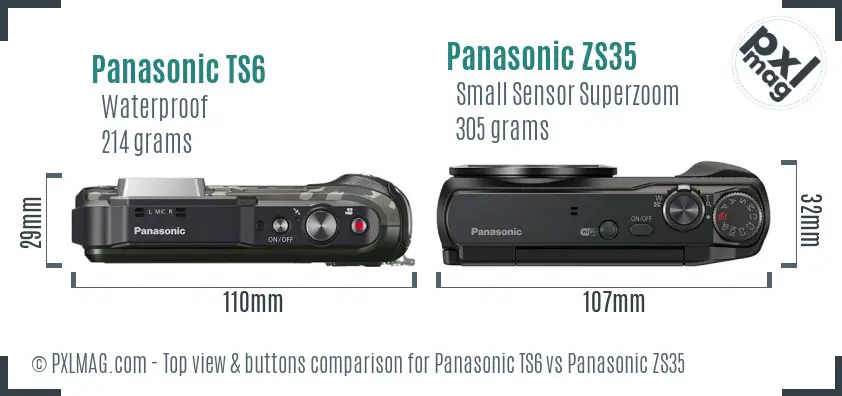 Panasonic TS6 vs Panasonic ZS35 top view buttons comparison