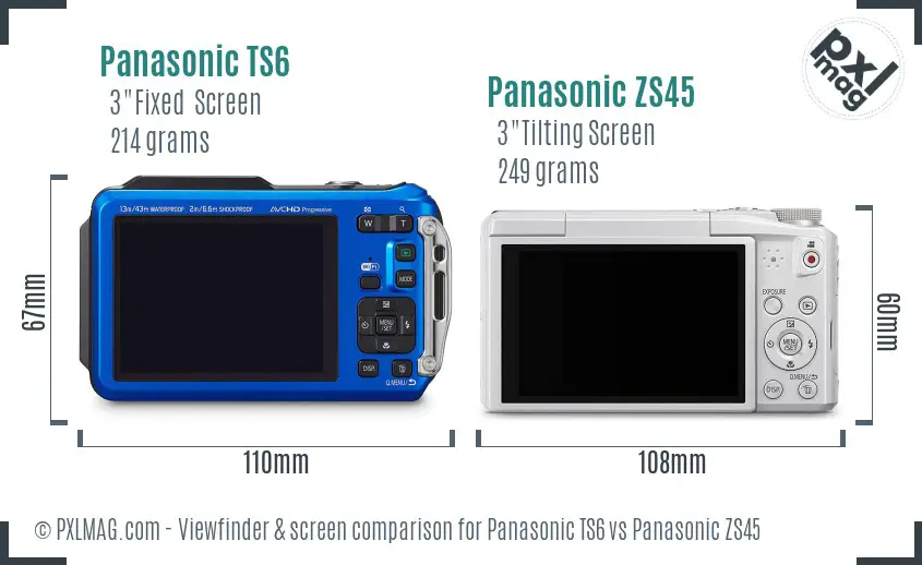 Panasonic TS6 vs Panasonic ZS45 Screen and Viewfinder comparison