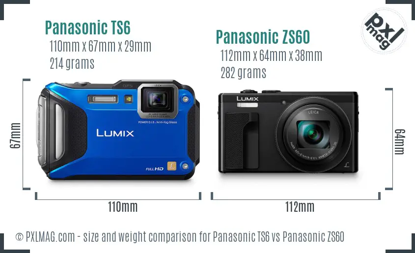 Panasonic TS6 vs Panasonic ZS60 size comparison