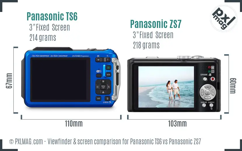 Panasonic TS6 vs Panasonic ZS7 Screen and Viewfinder comparison
