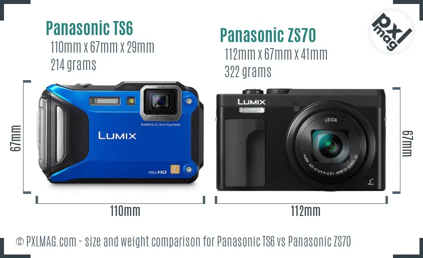 Panasonic TS6 vs Panasonic ZS70 size comparison