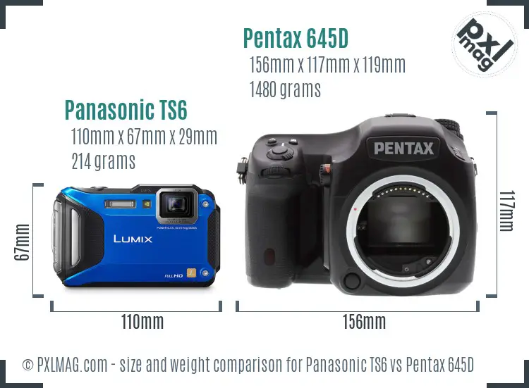 Panasonic TS6 vs Pentax 645D size comparison