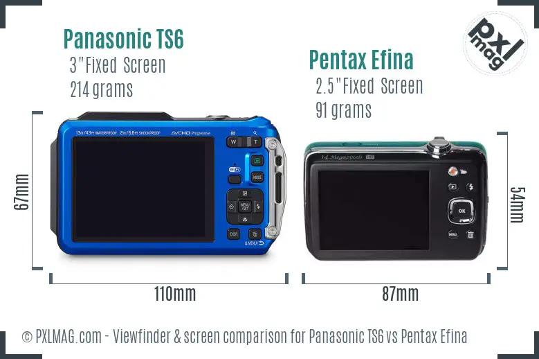 Panasonic TS6 vs Pentax Efina Screen and Viewfinder comparison