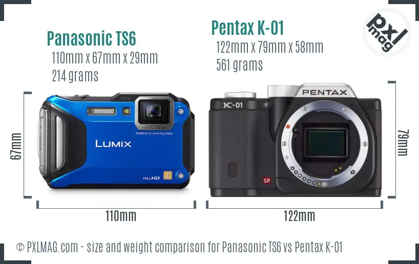Panasonic TS6 vs Pentax K-01 size comparison