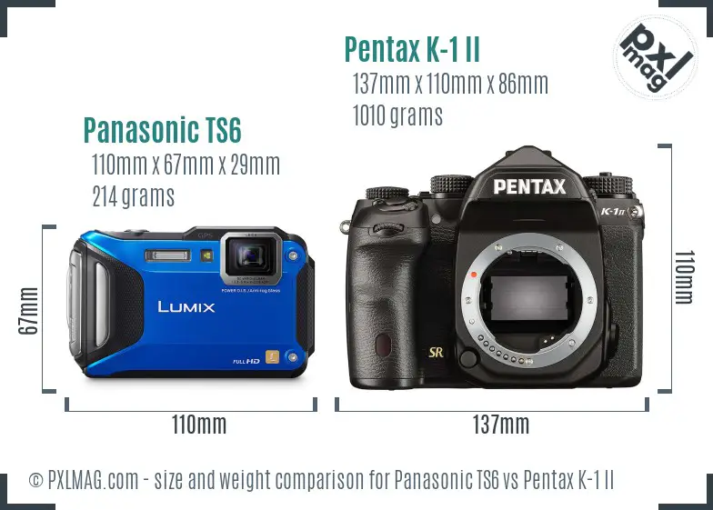 Panasonic TS6 vs Pentax K-1 II size comparison