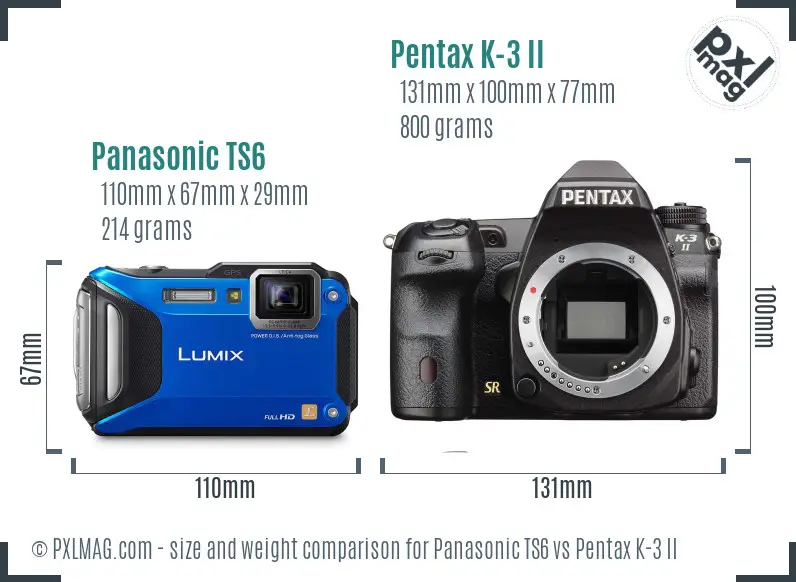 Panasonic TS6 vs Pentax K-3 II size comparison