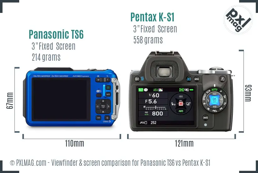 Panasonic TS6 vs Pentax K-S1 Screen and Viewfinder comparison