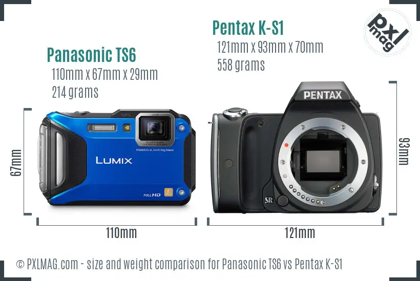 Panasonic TS6 vs Pentax K-S1 size comparison