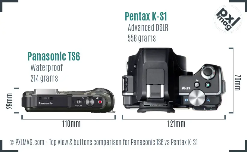 Panasonic TS6 vs Pentax K-S1 top view buttons comparison