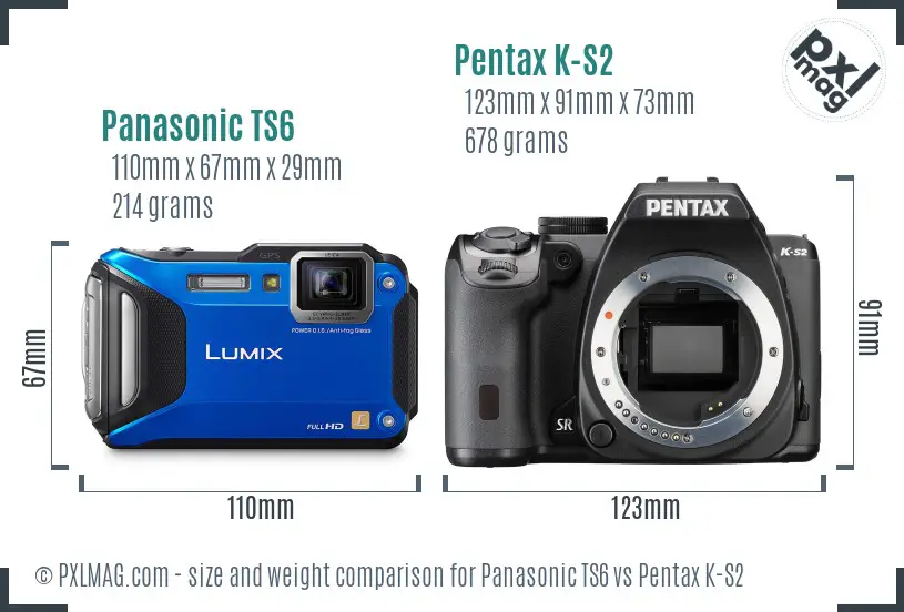 Panasonic TS6 vs Pentax K-S2 size comparison