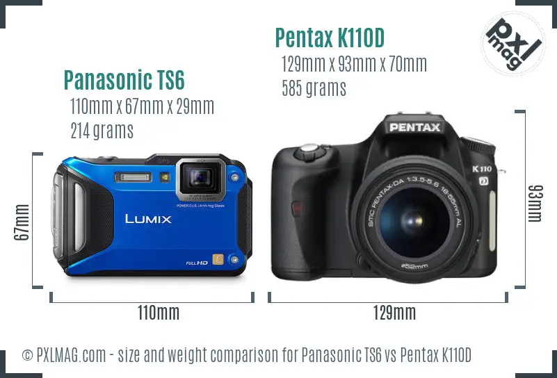 Panasonic TS6 vs Pentax K110D size comparison