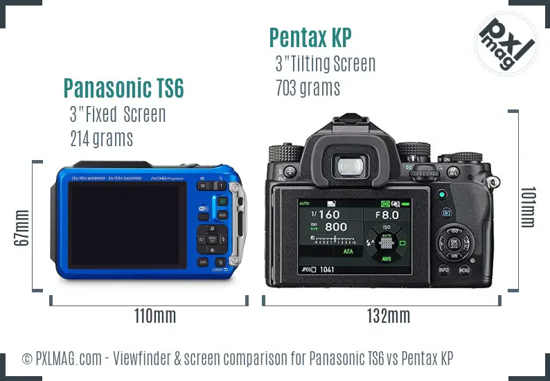 Panasonic TS6 vs Pentax KP Screen and Viewfinder comparison