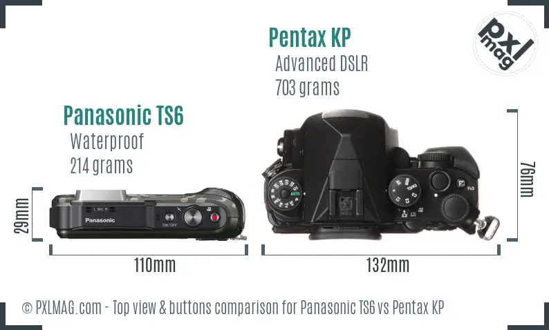 Panasonic TS6 vs Pentax KP top view buttons comparison