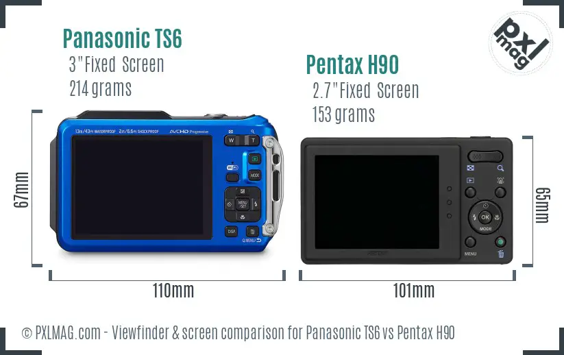 Panasonic TS6 vs Pentax H90 Screen and Viewfinder comparison