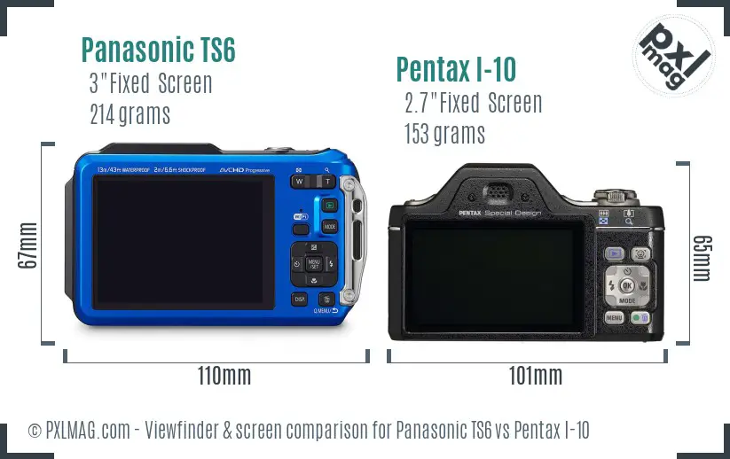 Panasonic TS6 vs Pentax I-10 Screen and Viewfinder comparison