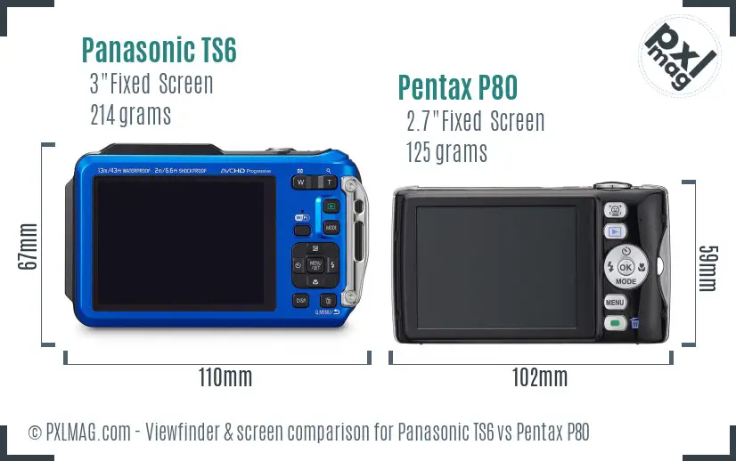 Panasonic TS6 vs Pentax P80 Screen and Viewfinder comparison