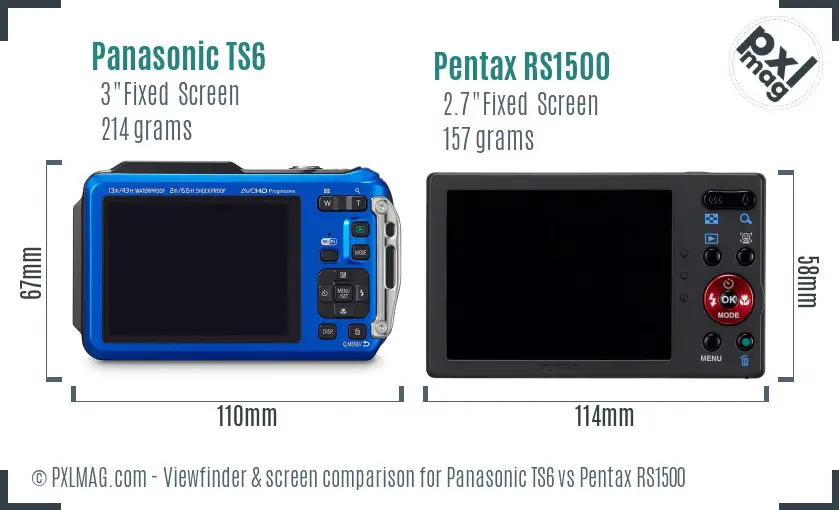 Panasonic TS6 vs Pentax RS1500 Screen and Viewfinder comparison