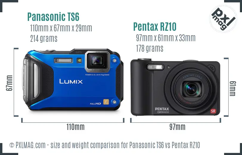 Panasonic TS6 vs Pentax RZ10 size comparison