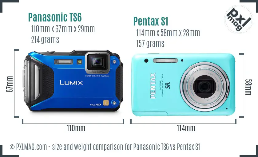 Panasonic TS6 vs Pentax S1 size comparison