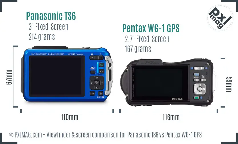 Panasonic TS6 vs Pentax WG-1 GPS Screen and Viewfinder comparison