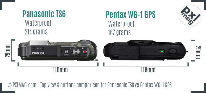Panasonic TS6 vs Pentax WG-1 GPS top view buttons comparison