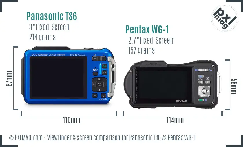 Panasonic TS6 vs Pentax WG-1 Screen and Viewfinder comparison