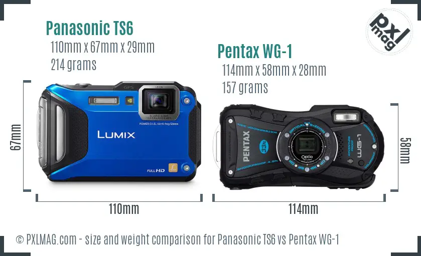 Panasonic TS6 vs Pentax WG-1 size comparison