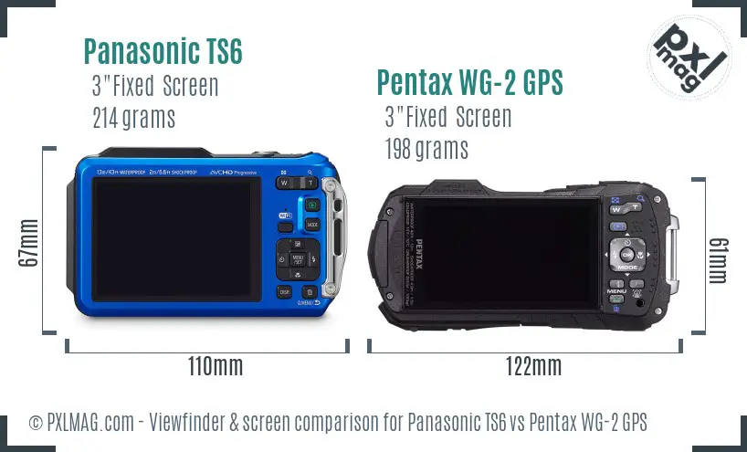 Panasonic TS6 vs Pentax WG-2 GPS Screen and Viewfinder comparison