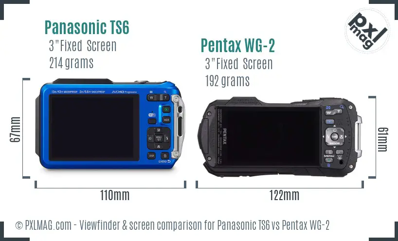 Panasonic TS6 vs Pentax WG-2 Screen and Viewfinder comparison