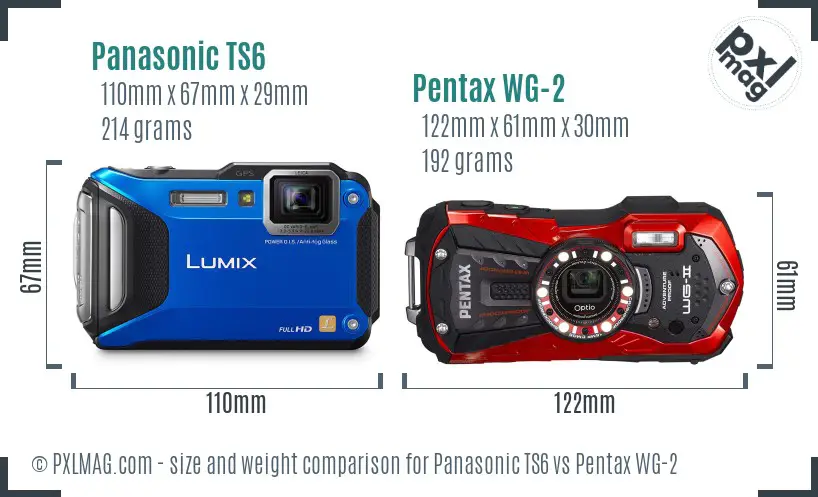 Panasonic TS6 vs Pentax WG-2 size comparison