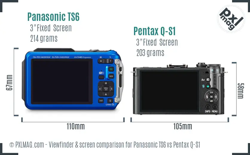Panasonic TS6 vs Pentax Q-S1 Screen and Viewfinder comparison