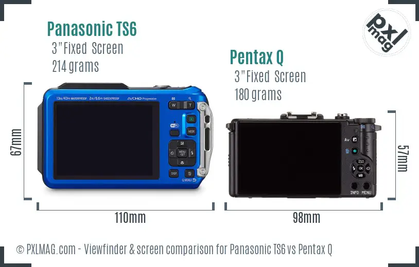 Panasonic TS6 vs Pentax Q Screen and Viewfinder comparison