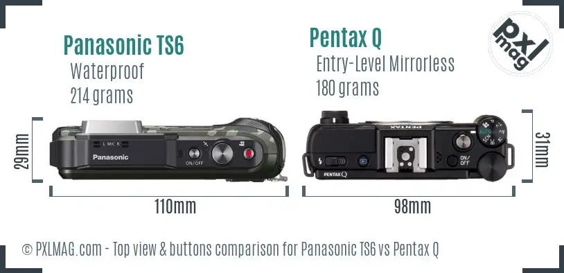 Panasonic TS6 vs Pentax Q top view buttons comparison